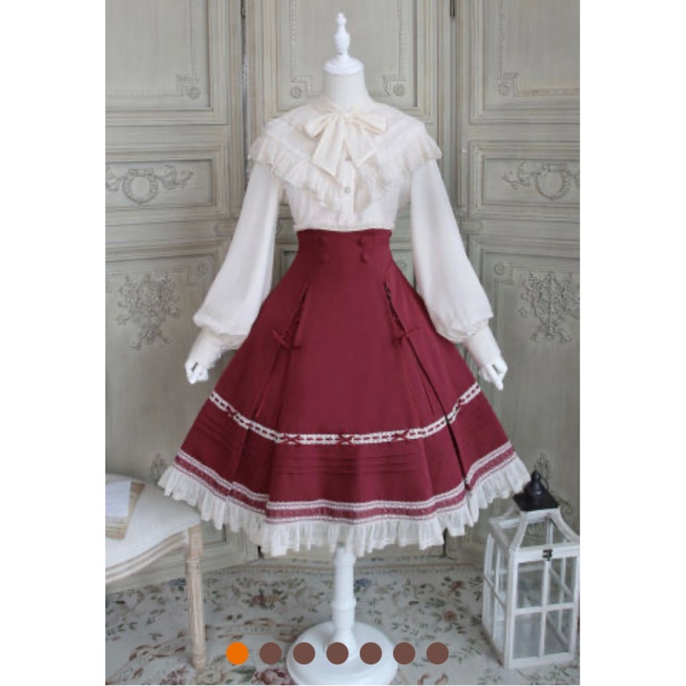 Alice girl baroque manor Lolita skirt red cream